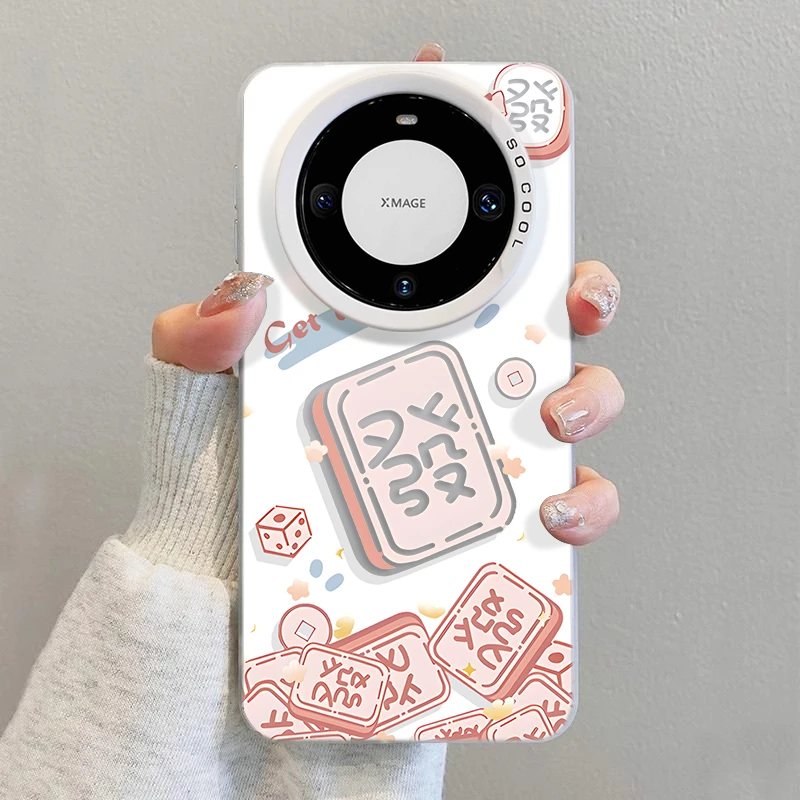 粉色麻将适用荣耀X60手机壳创意防摔荣耀X60PRO新款保护套磨砂x50