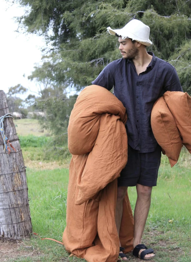 【焦糖色四件套】纯汉麻美拉德色系四件套高档汉麻纯色四件套