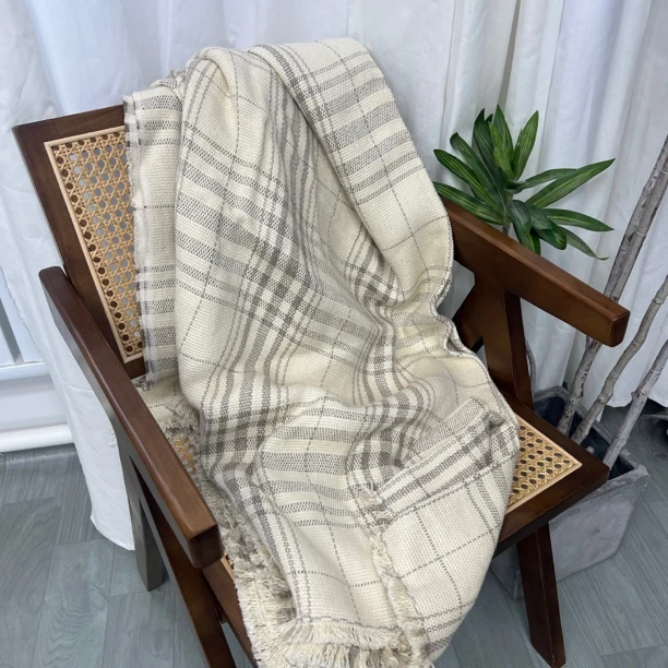 高档27支合股编织汉麻盖毯客供尾单面料量少 售完无补