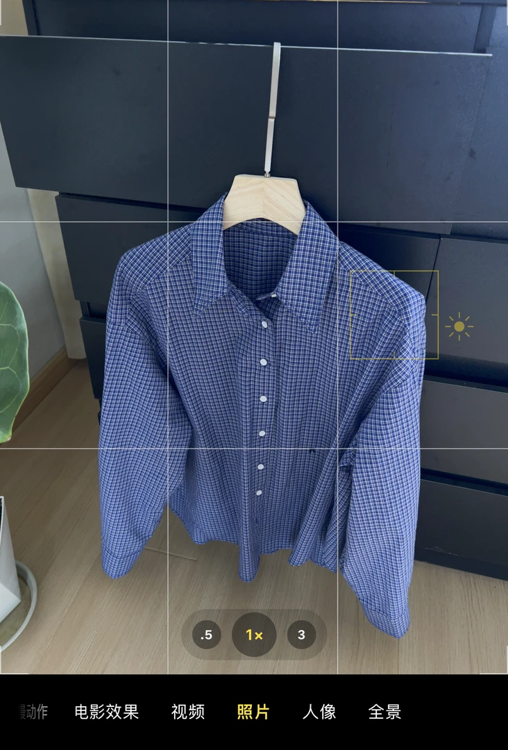 miu系~洋气显白蓝色小格子衬衫 2025秋