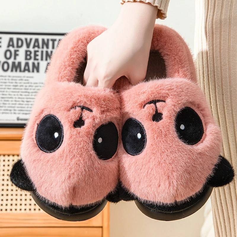 冬季包脚跟可爱棉鞋女居家室内外加毛绒加厚保暖月子棉鞋柔软舒适
