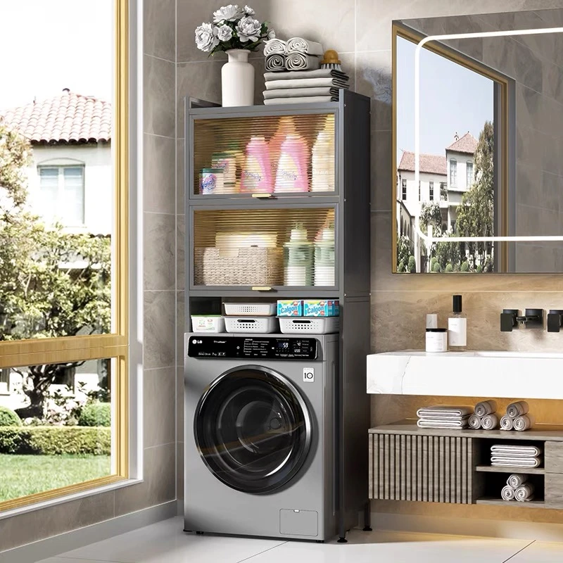 洗衣机置物架滚筒上方家用厕所马桶带门储物柜卫生间浴室收纳架子