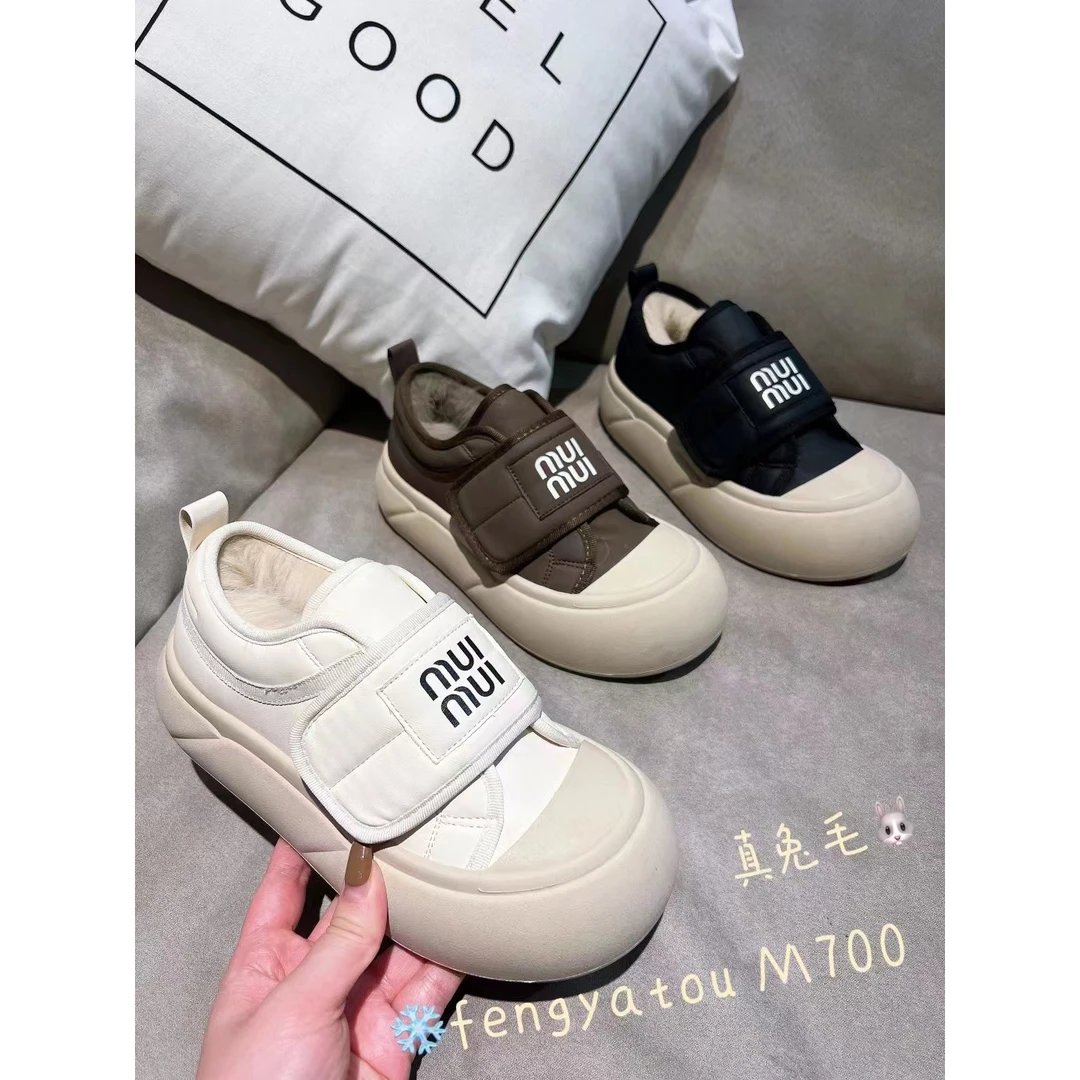 M700新款圆头魔术贴一脚蹬厚底舒适面包鞋