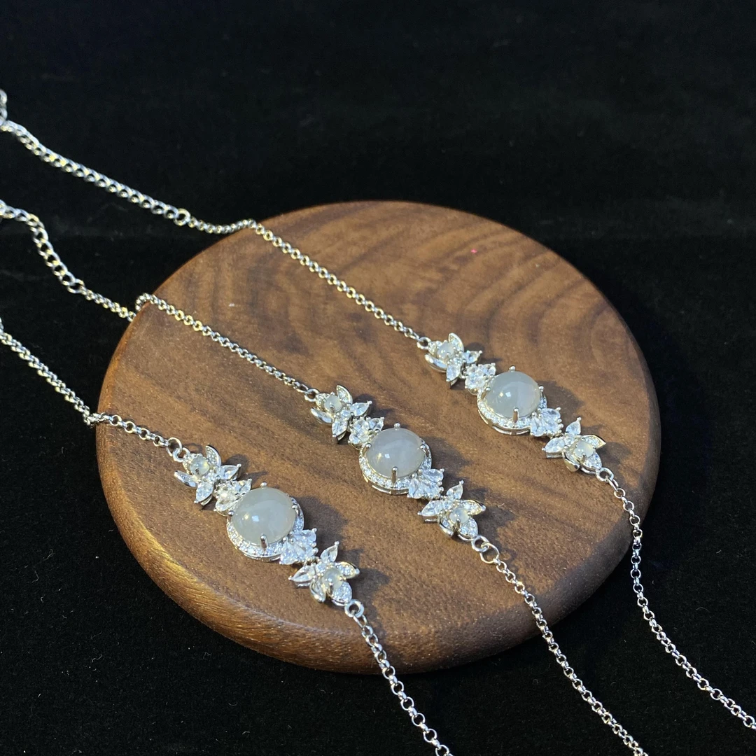 翡翠A货 S925银 蛋面手链，多样性发货*1件 [HC-19B8]