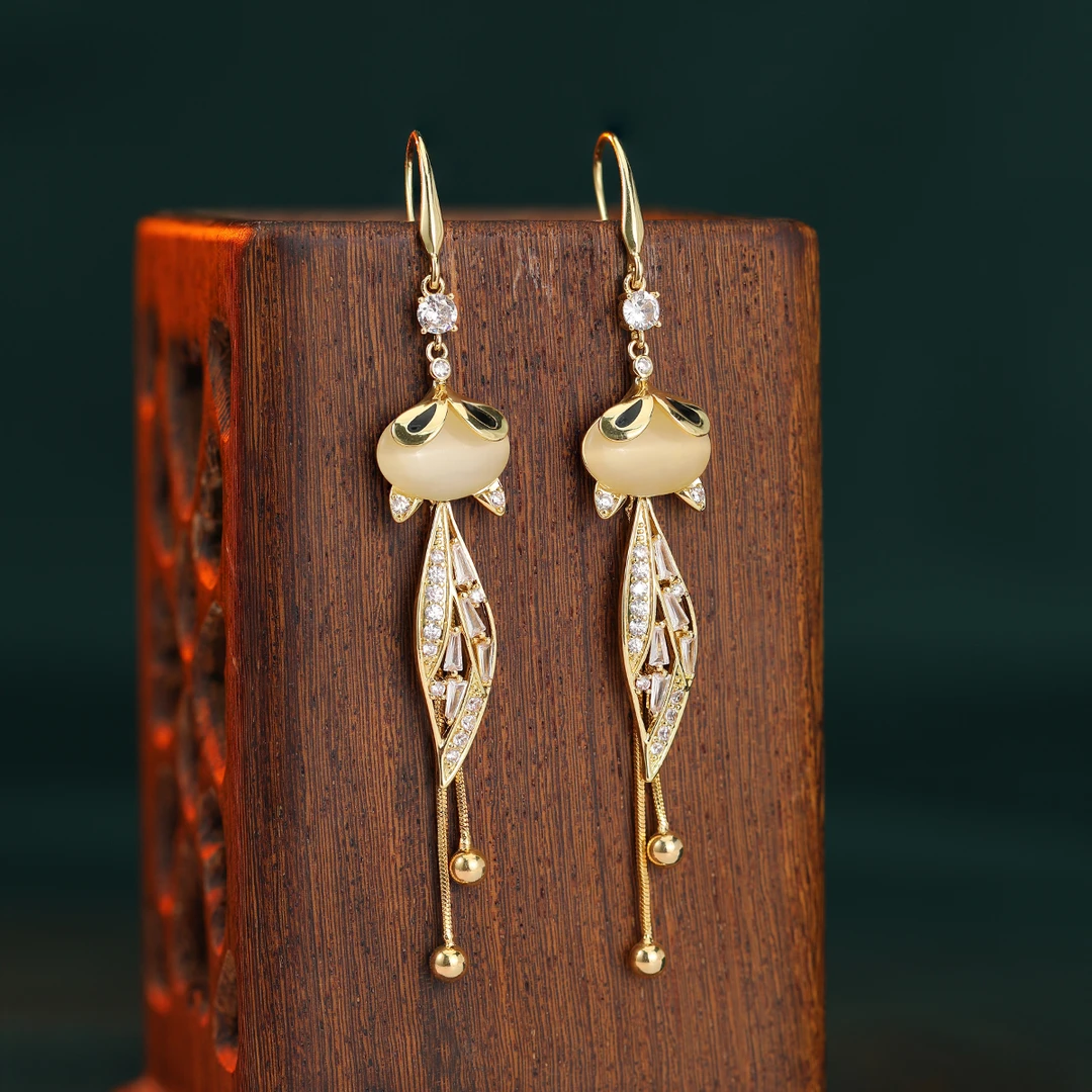 沐蓝 铜合金合成锆石耳饰 潮流时尚百搭款个性小狐狸耳坠个性气质