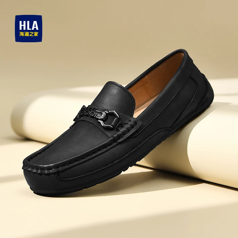 海澜之家男鞋新款春夏男士经典套脚舒适乐福鞋百搭软底休闲男皮鞋