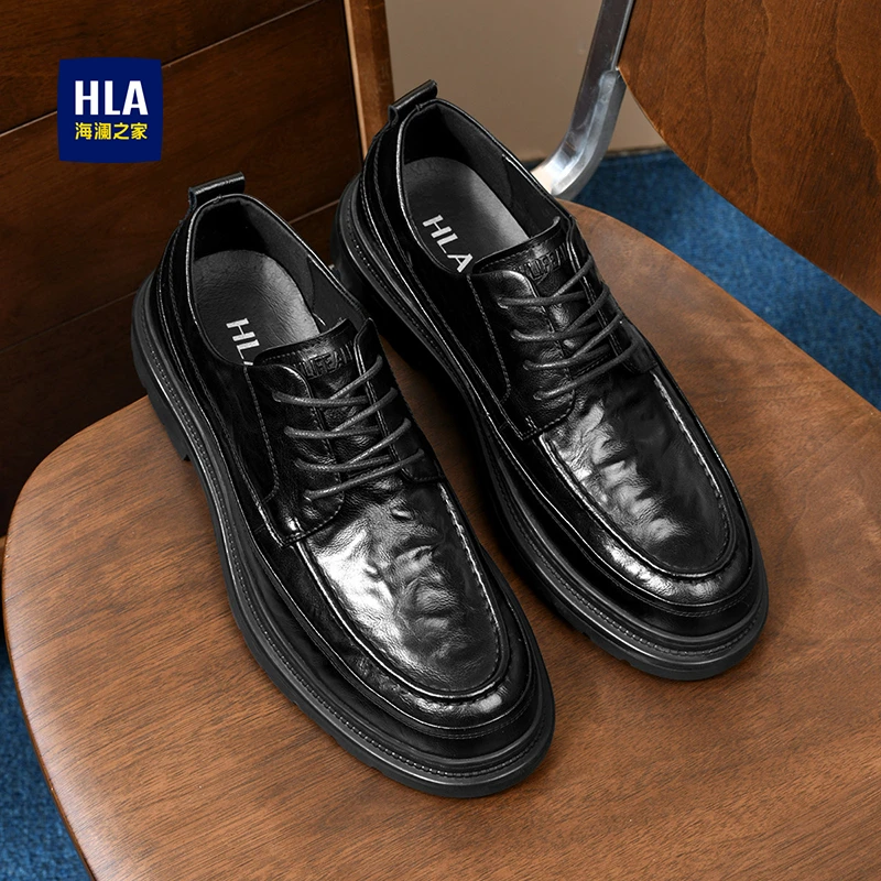 海澜之家男鞋2025新款男士耐磨百搭皮鞋休闲复古德比鞋厚底男款