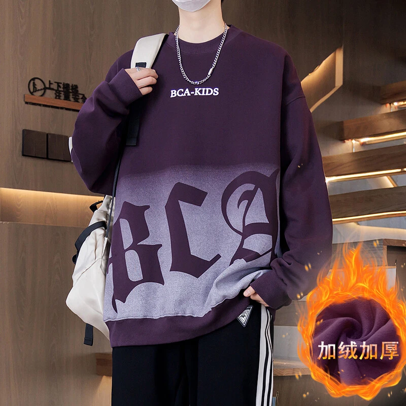 Mexican/稻草人套头长袖卫衣提花休闲韩版圆领加绒港风打底男长袖