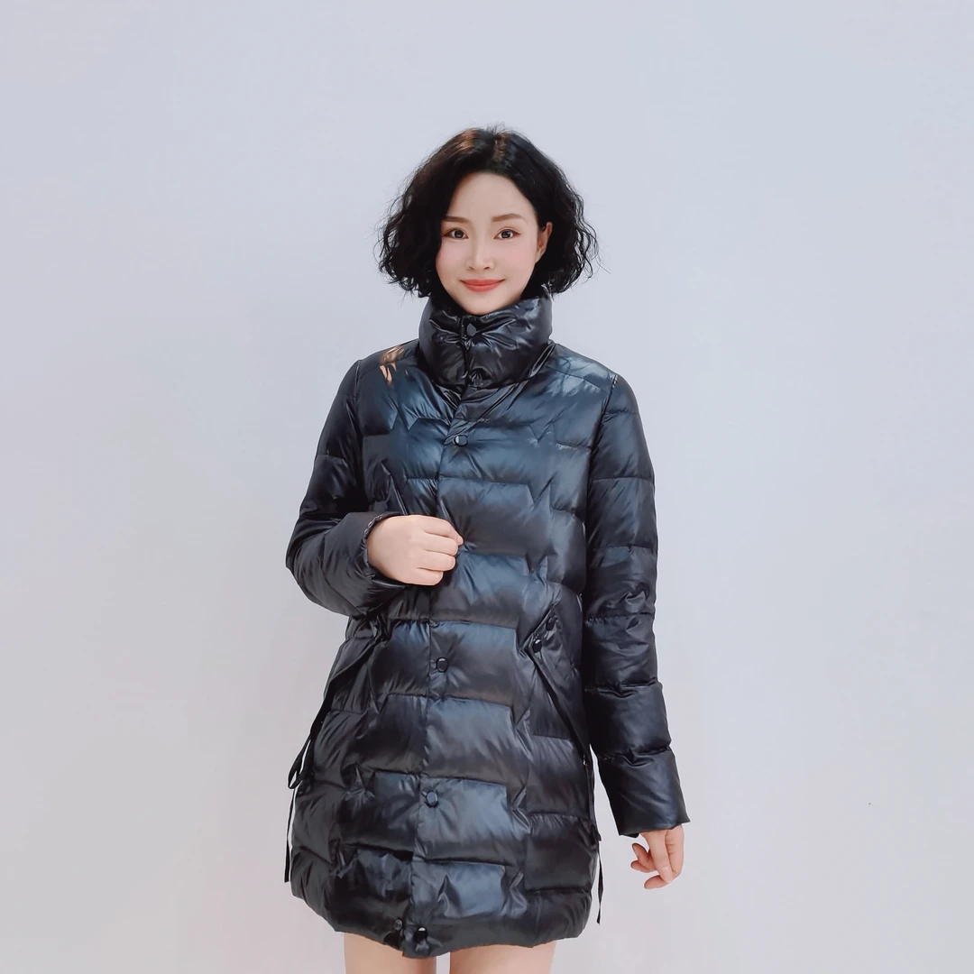 9912 冬季时尚立领中长款保暖简约百搭羽绒服