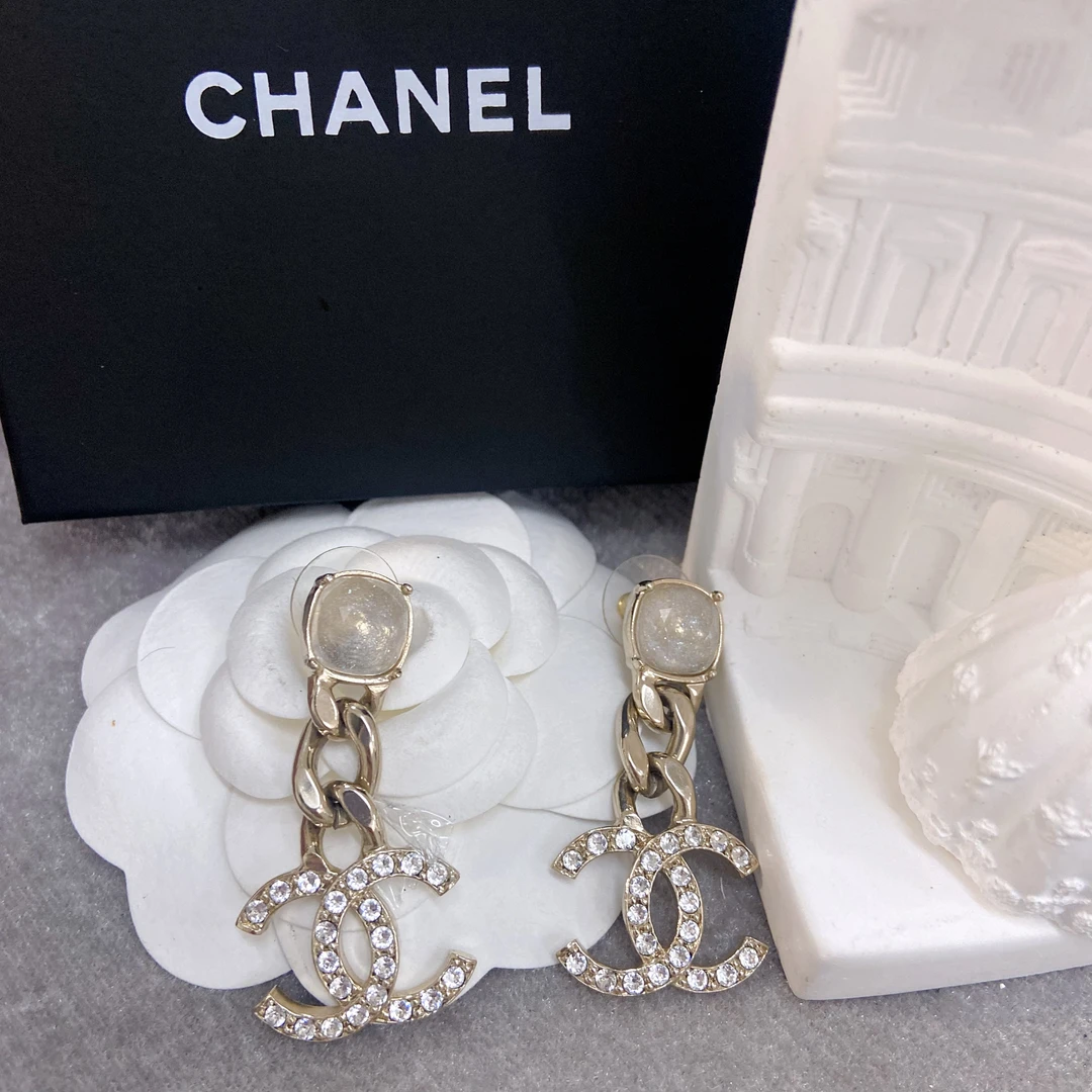 99新 Chanel/香奈儿 法式气质方糖琉璃锁骨链耳钉23C