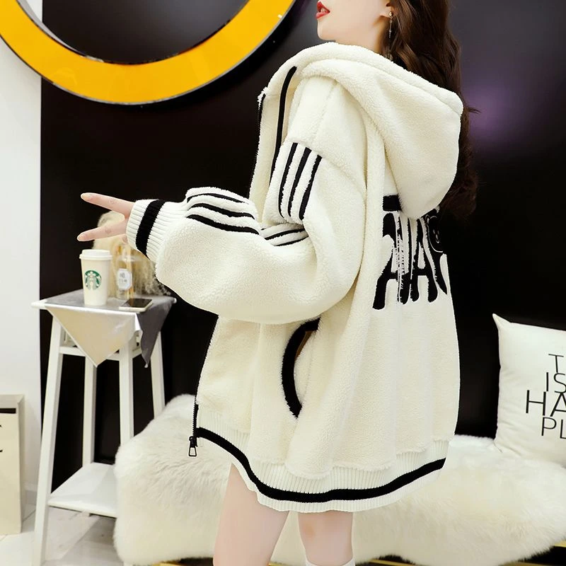 加绒加厚慵懒风外套女2026年秋冬季新款韩版洋气减龄百搭宽松卫衣