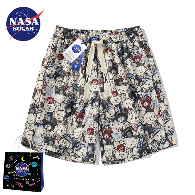 NASA SOLAR男士短裤夏季外穿薄款凉感潮牌宽松个性印花百搭五分款