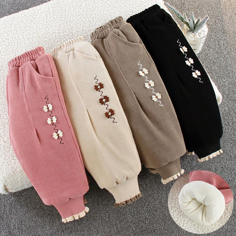 女童运动裤秋冬外穿儿童加绒宽松长裤子女宝宝洋气冬款休闲裤潮