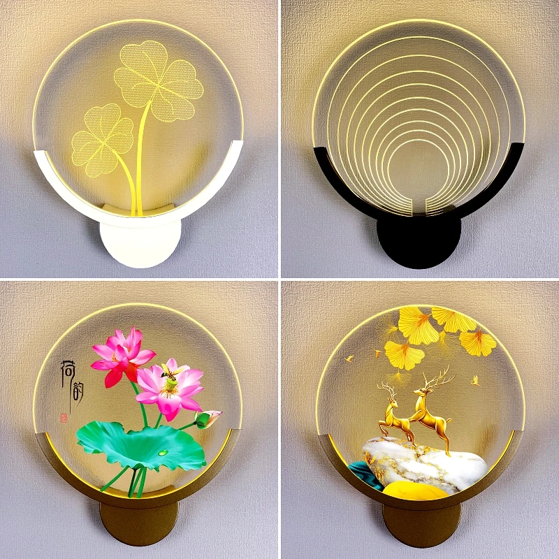 LED床头灯轻奢卧室壁灯北欧简约楼梯过道走廊灯新中式客厅墙壁灯