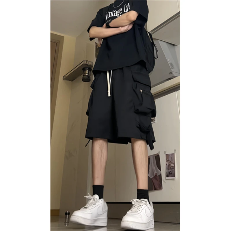 美式高街机能工装短裤男夏季痞帅潮流休闲五分裤潮牌宽松直筒裤子