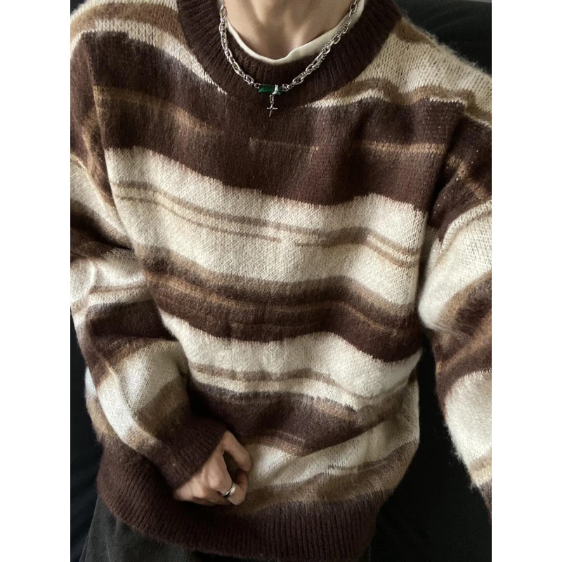 美拉德慵懒风毛衣针织衫外套男秋冬美式复古潮牌内搭打底宽松线衣