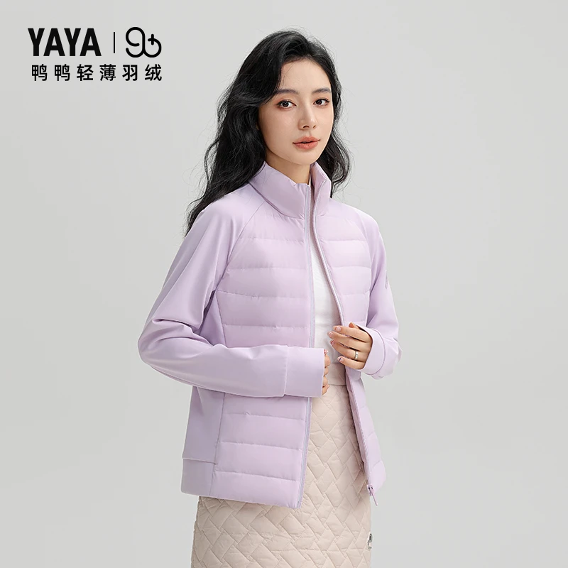 YAYA/鸭鸭【90+系列】鸭鸭羽绒服女士冬新品轻薄短款立领鸭绒外套