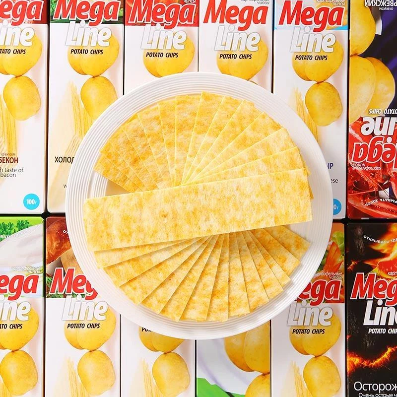 俄罗斯长条薯片非油炸膨化薄脆休闲追剧小零食网红盒