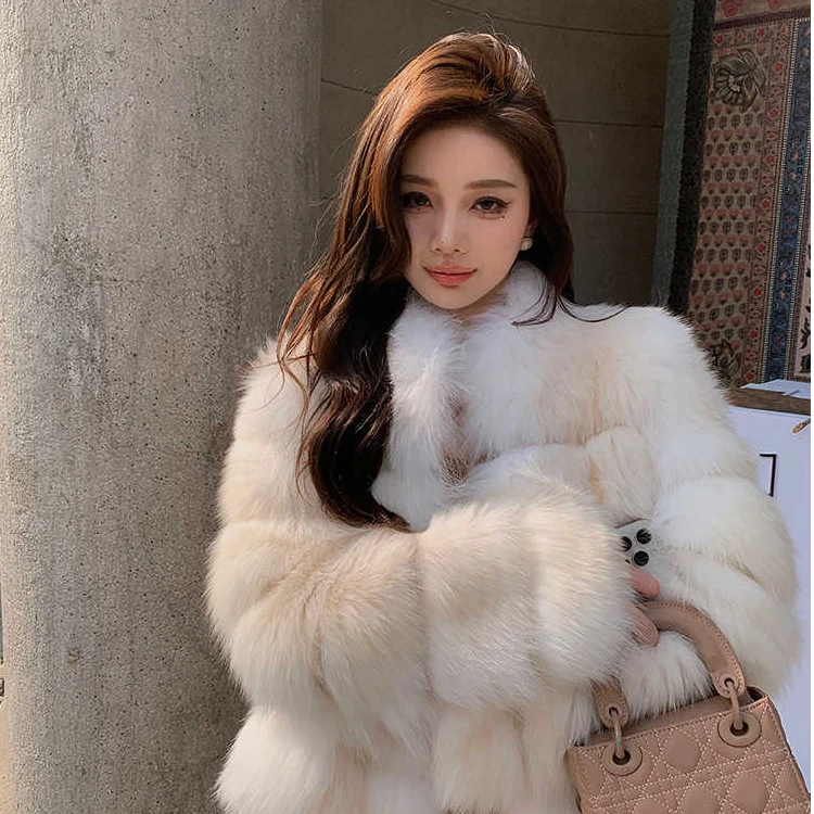 【日落甜酒】进口玛瑙狐短款狐狸毛外套