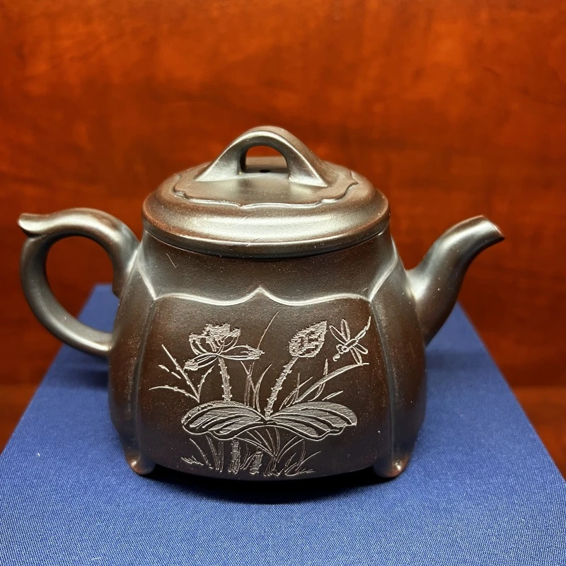 四方莲花古红泥紫砂壶【维】