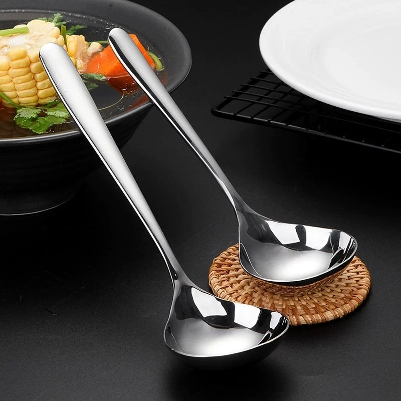 粥勺大号汤匙加厚304不锈钢汤勺家用喝子加长加深圆头勺 调羹大