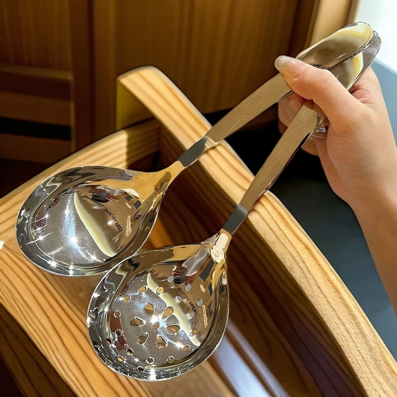 316不锈钢汤勺大号盛汤食品级加深火锅勺长柄勺子家用加厚大漏勺