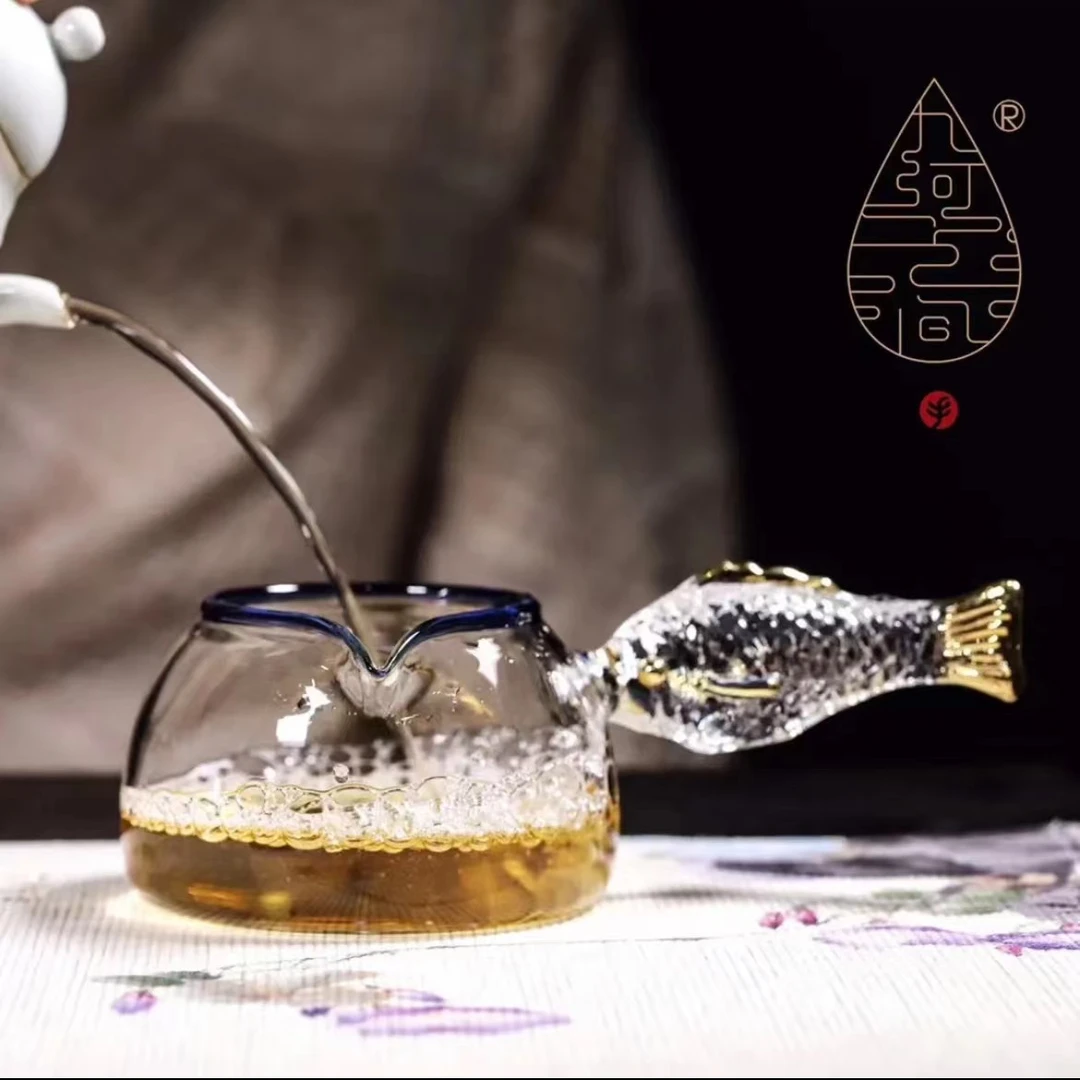 九河手造 有鱼公道杯加厚耐热玻璃公杯创意玻璃功夫茶海分茶器
