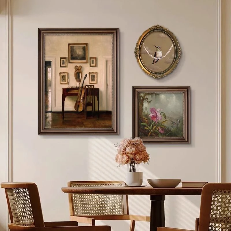 美式复古小众客厅沙发背景墙装饰画欧式餐厅壁画法式艺术组合挂画