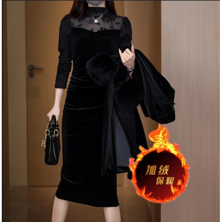 【加绒】气质显瘦连衣裙显高洋气收腰显高轻奢Q191521