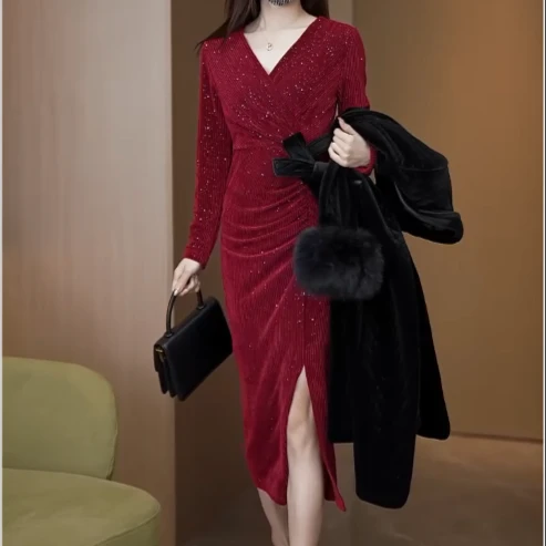 高级感轻奢气质连衣裙显高洋气收腰显高轻奢Q191378