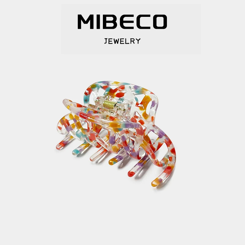 Mibeco半透明抓夹无痕发夹发量多大号鲨鱼夹高级感慵懒风彩色发卡