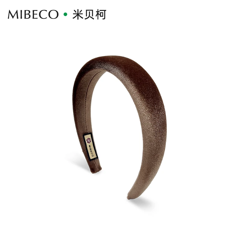 Mibeco美拉德复古加厚海绵发箍韩式高颅顶头饰棕色丝绒宽边发饰