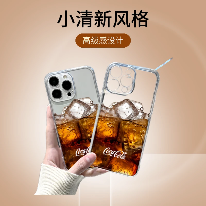 可口可乐适用苹果15ProMax手机壳透明保护壳14高级感13防摔12简约