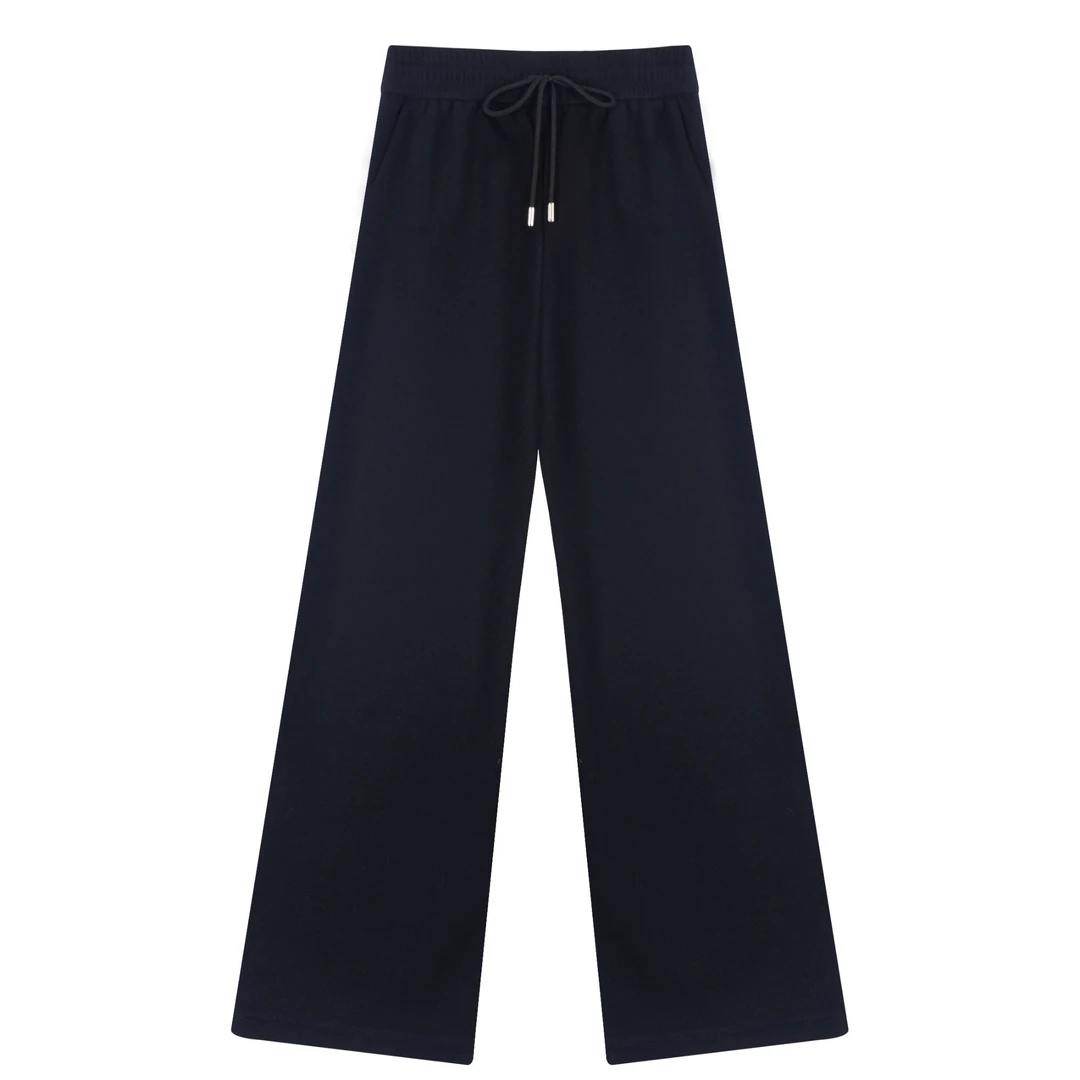 醋酸羊绒裤2025早春高腰显瘦阔腿直筒休闲百搭女裤K7336