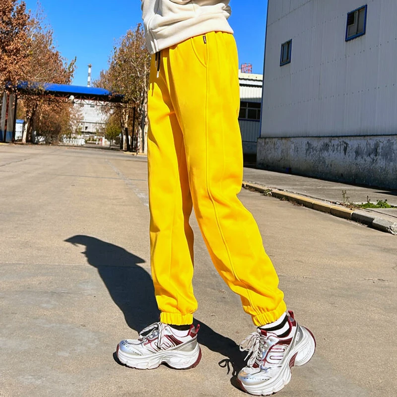 秋冬加绒加厚运动裤女宽松舒适百搭束脚裤高腰显瘦休闲裤女士卫裤