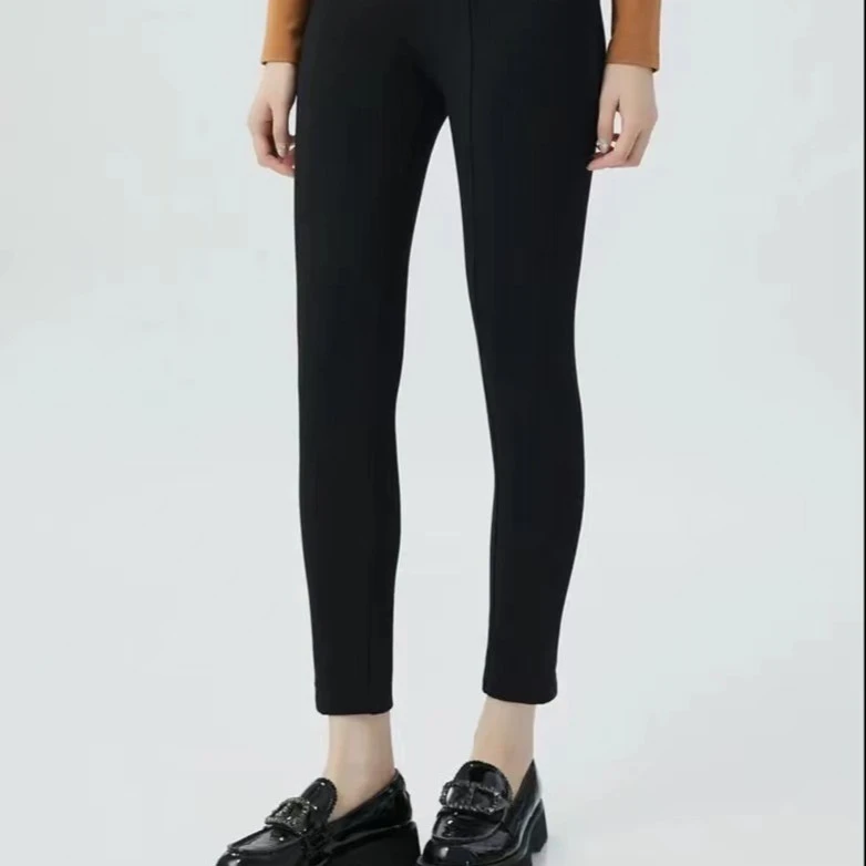 GIRDEAR/哥弟新款女装时髦植绒弹力裤侧拉链弹力显瘦长裤1100245