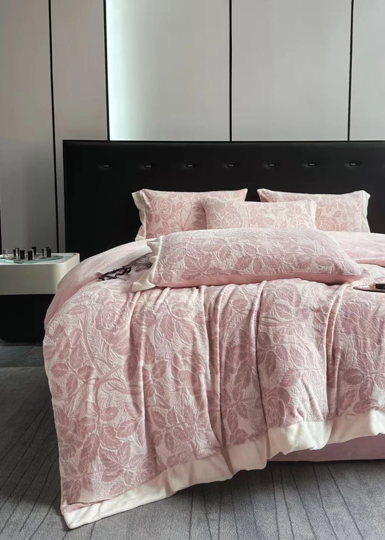 2024浮雕加绒加厚浮雕牛奶绒四件套