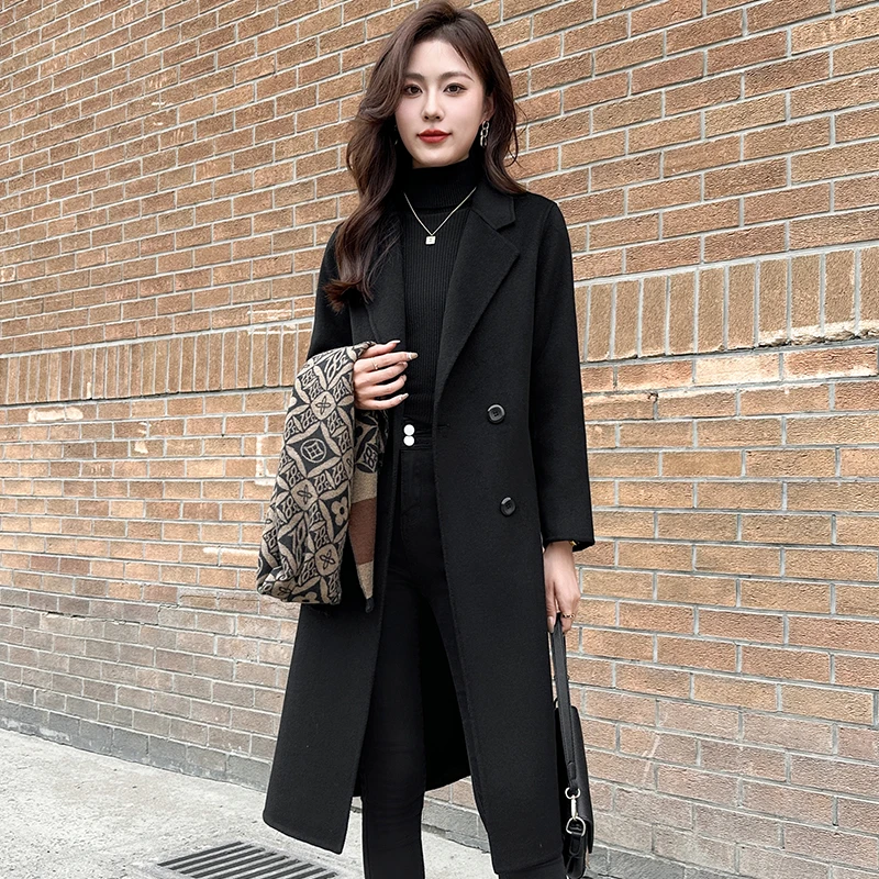 赫本风双面羊绒大衣女中长款过膝2025新款秋冬气质显瘦羊毛呢外套