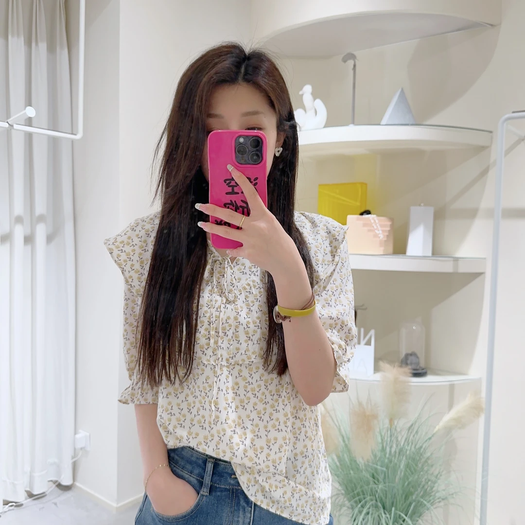 Lagogo/拉谷谷LAGOGO拉谷谷专柜同款碎花衬衫雪纺时尚百搭