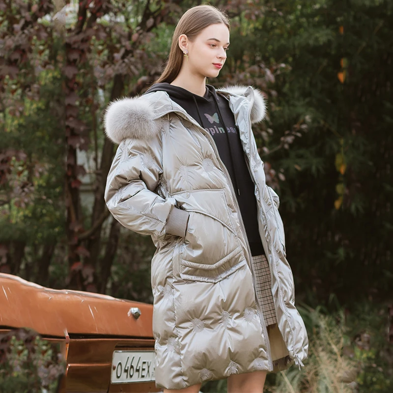 Lagogo/拉谷谷同款深灰色三防羽绒服狐狸毛领KCYY43XD77