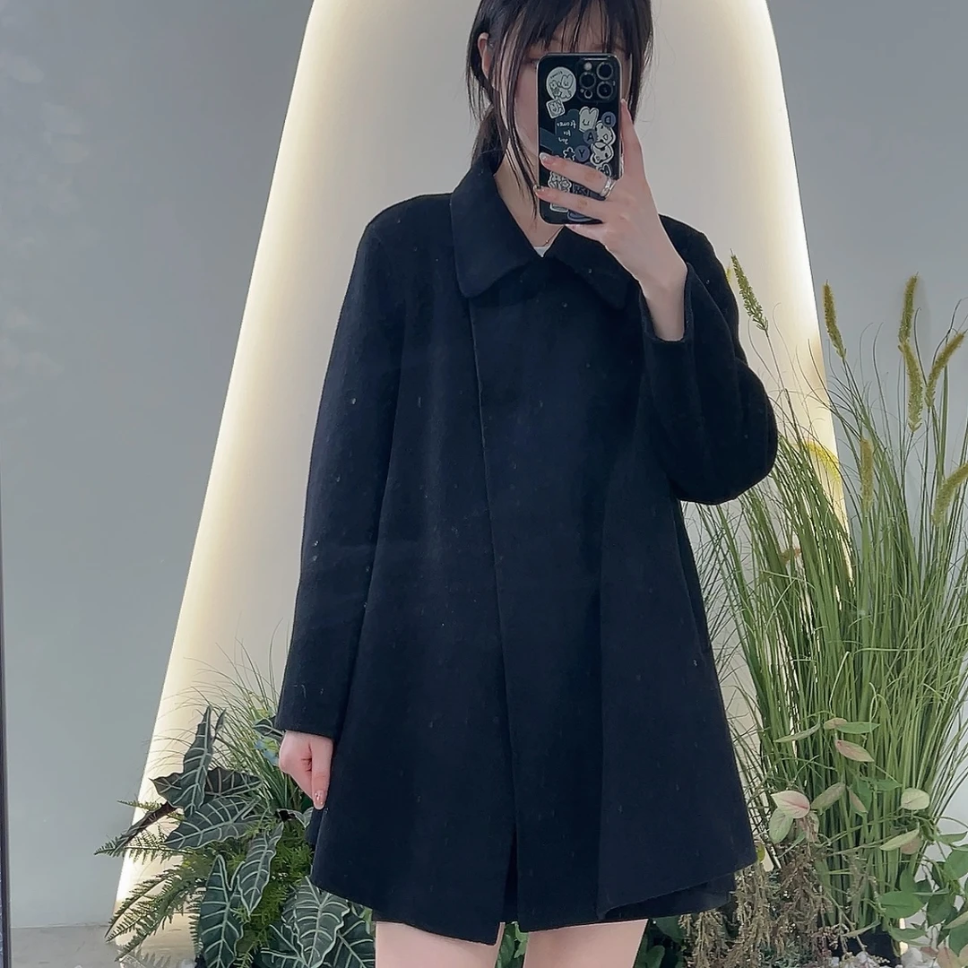 Lagogo/拉谷谷LAGOGO拉谷谷新款斗篷极简风手工缝制双面呢外套