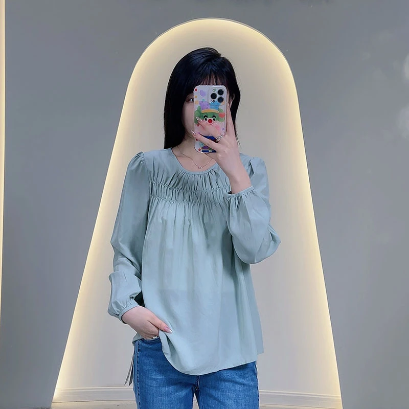 Lagogo/拉谷谷LAGOGO拉谷谷专柜同款显白绿色衬衫百搭气质款