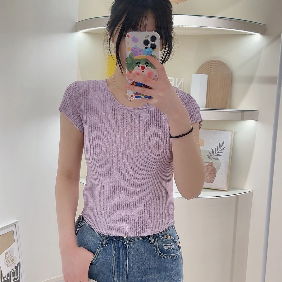 LAGOGO拉谷谷专柜同款毛衣毛衣针织衫上衣时尚百搭夏季修身纯色