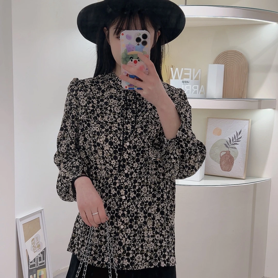 Lagogo/拉谷谷LAGOGO衬衫上衣碎花长袖复古宽松印花时尚气质