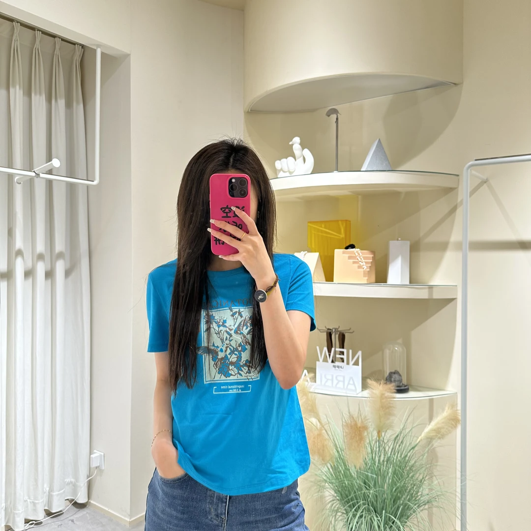 Lagogo/拉谷谷LAGOGO拉谷谷专柜同款遮肉显瘦时尚百搭短袖蓝色款