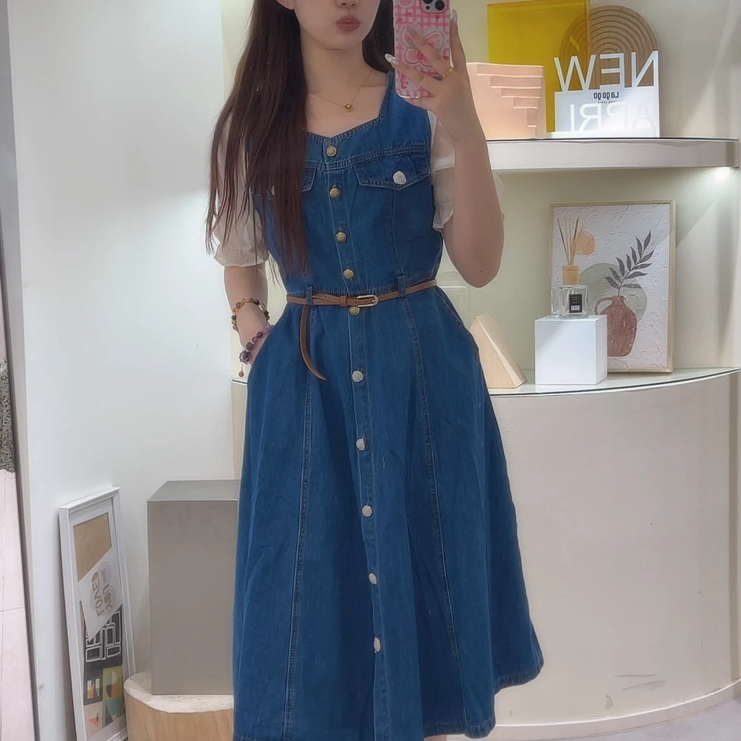 Lagogo/拉谷谷LAGOGO拉谷谷专柜同款牛仔连衣裙名媛风MALL452X46