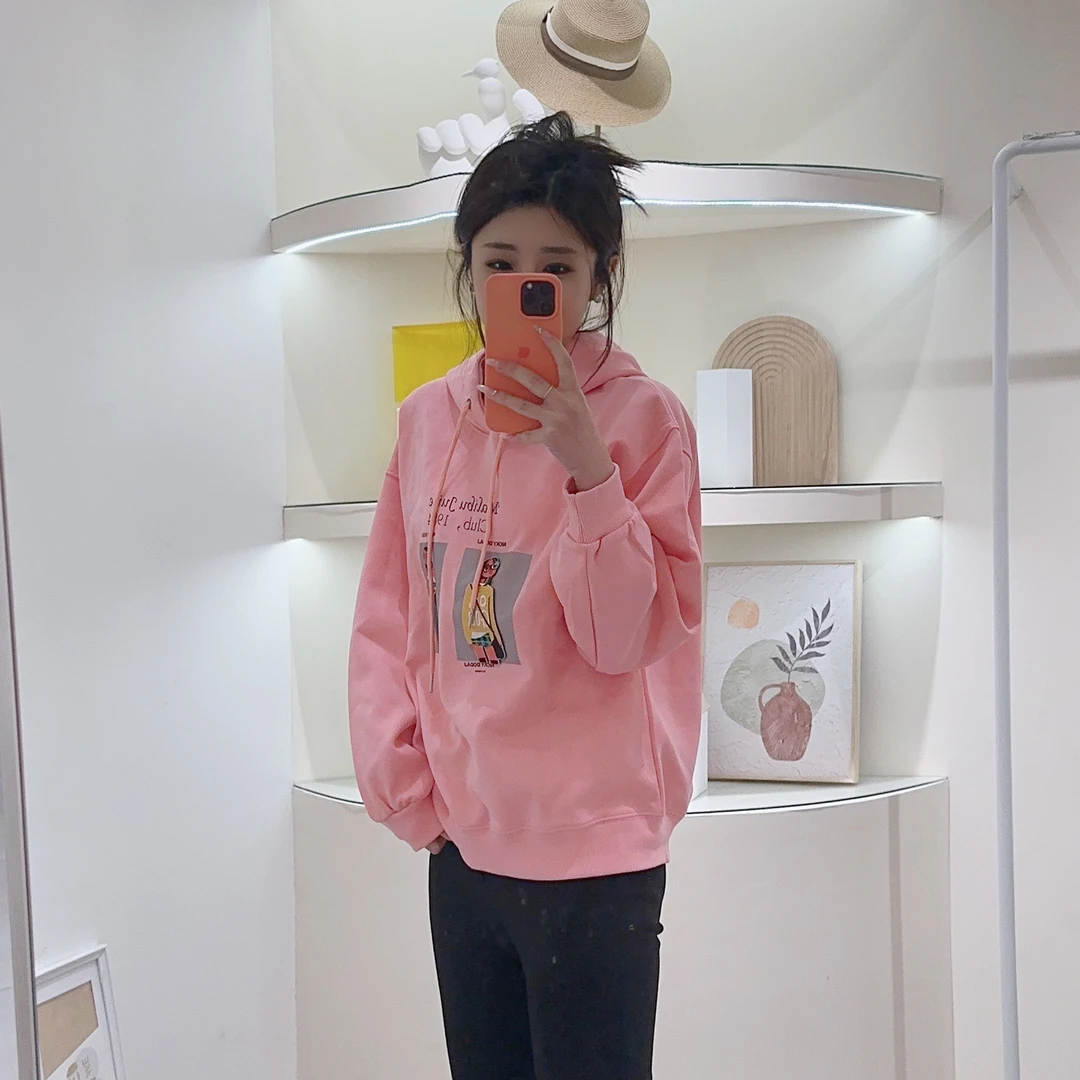 Lagogo/拉谷谷LAGOGO拉谷谷专柜新款时尚百搭减龄粉色连帽卫衣款