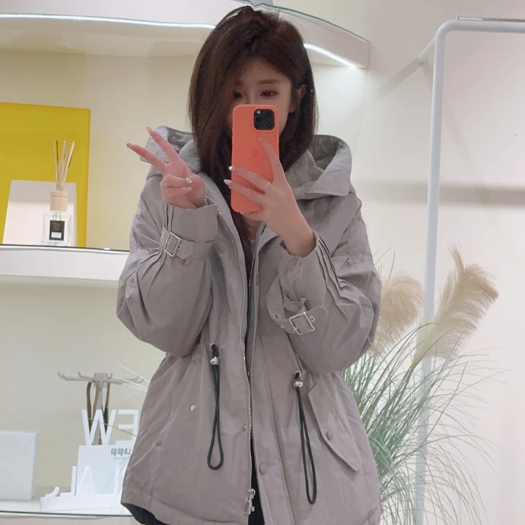 Lagogo/拉谷谷LAGOGO拉谷谷专柜同款浅灰色羽绒服80灰鸭绒羽绒服