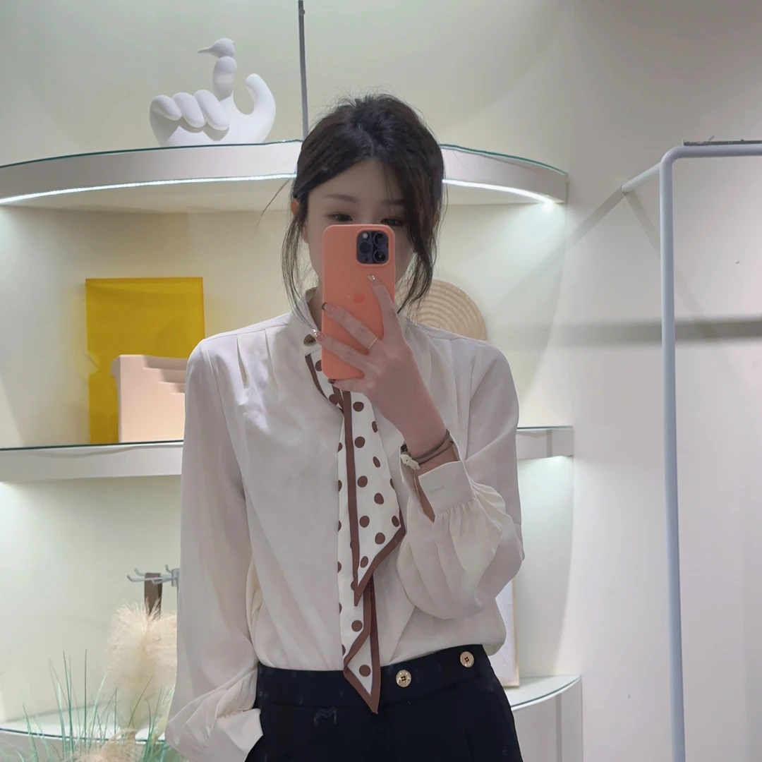 Lagogo/拉谷谷同款遮肉小众显瘦衬衫时尚百搭设计款LASS551C12