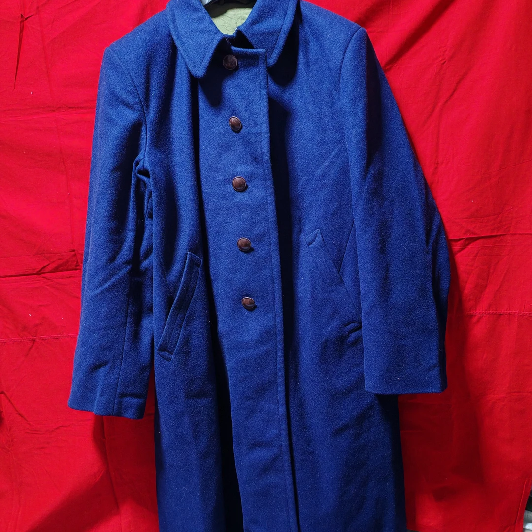 男士胶木扣呢子大衣长款收腰开叉加厚保暖秋冬外套